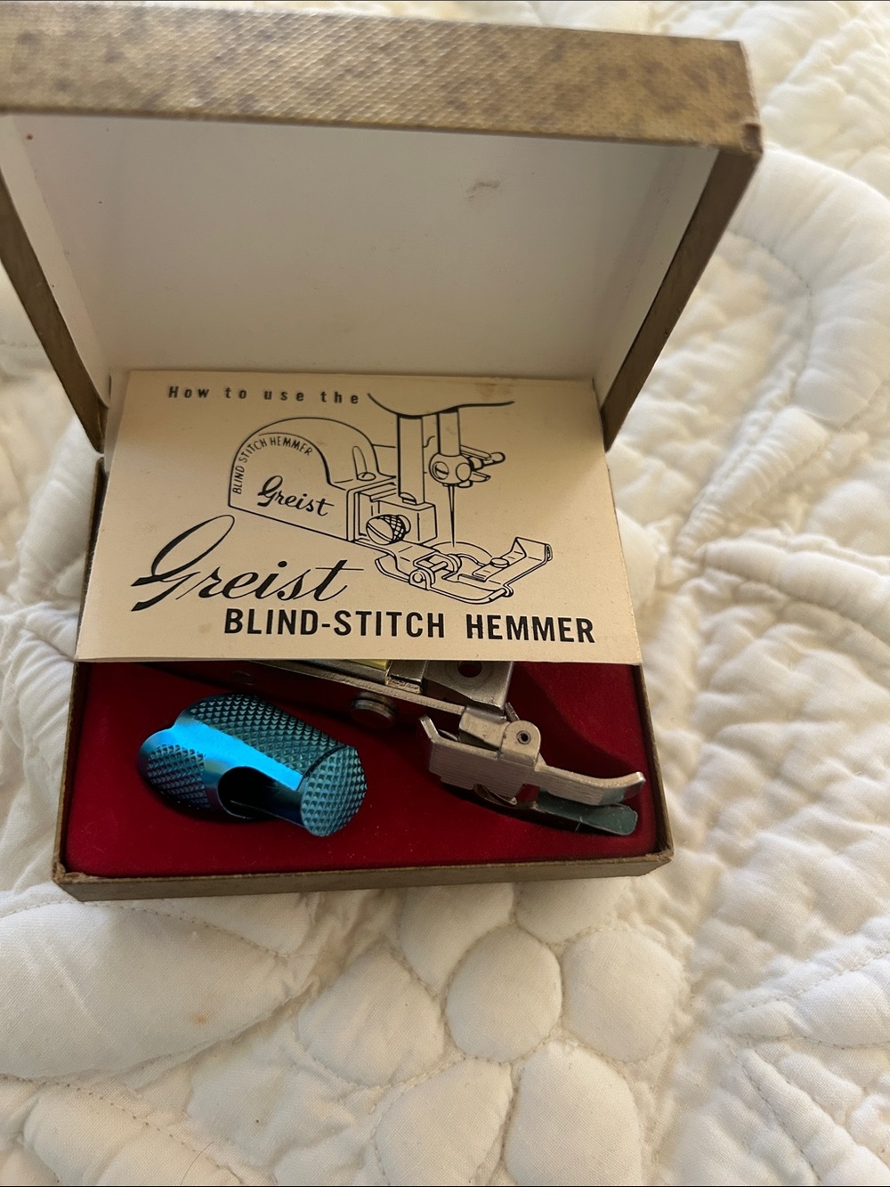 Blind-Stitch Hemmer for machine hemming Accessory -original box & instructions